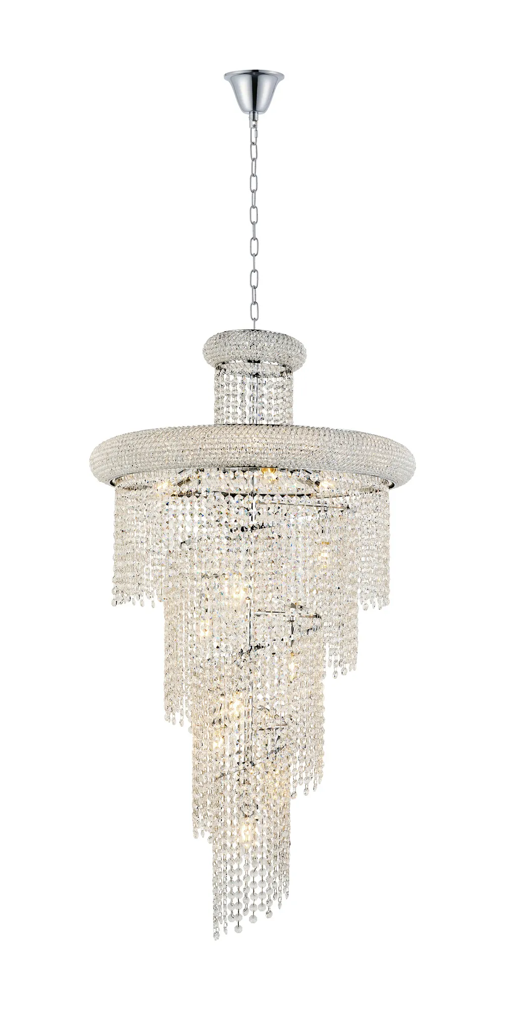 IL32962CH  Alexandra 60cm Pendant 2 Layer Spiral 14 Light E14 Polished Chrome/Crystal